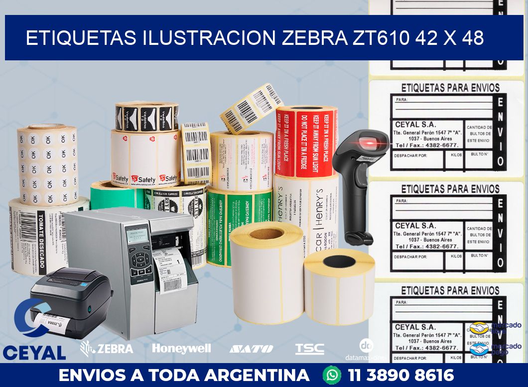 ETIQUETAS ILUSTRACION ZEBRA ZT610 42 x 48