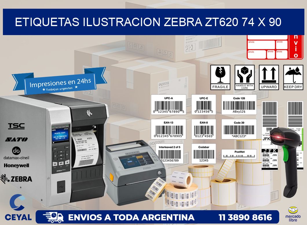 ETIQUETAS ILUSTRACION ZEBRA ZT620 74 x 90