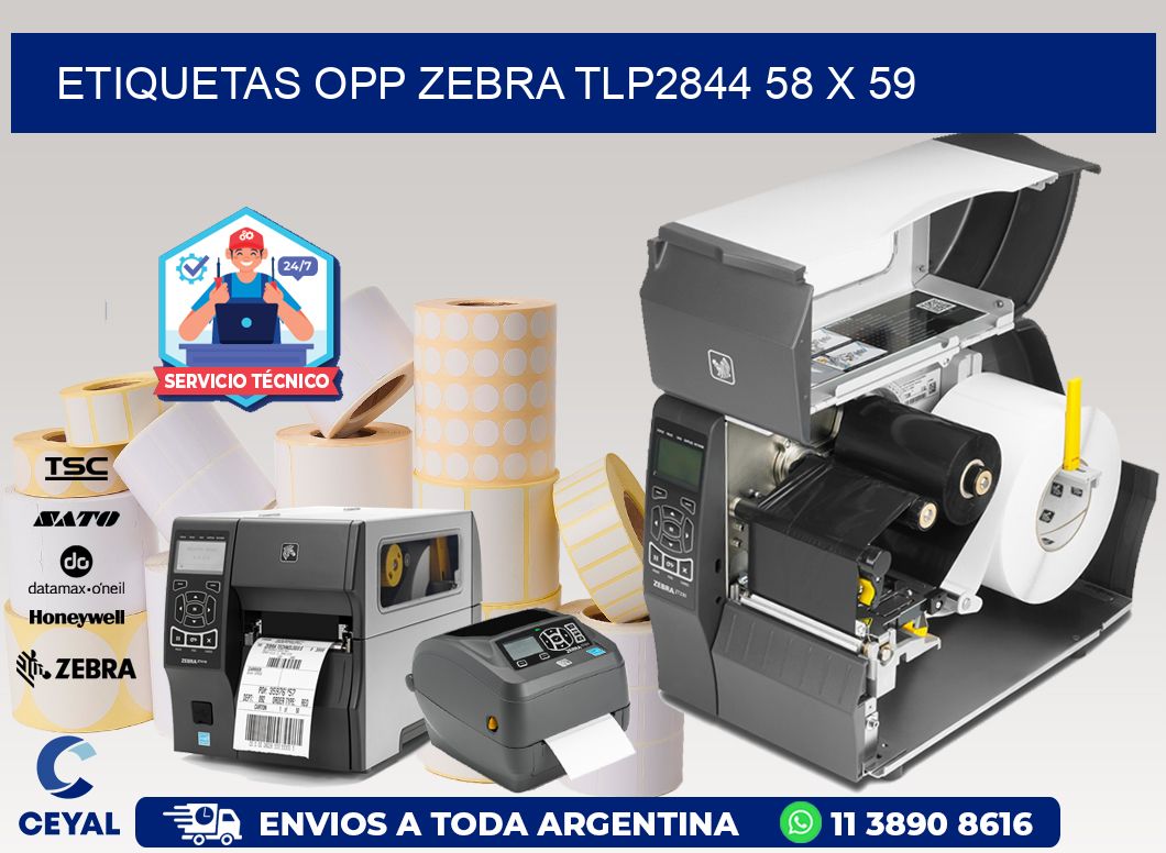 ETIQUETAS OPP ZEBRA TLP2844 58 x 59