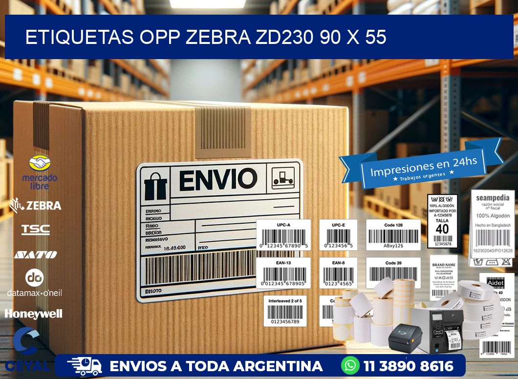 ETIQUETAS OPP ZEBRA ZD230 90 x 55