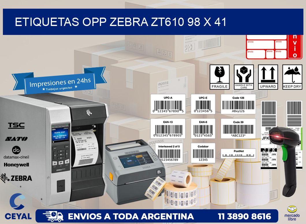ETIQUETAS OPP ZEBRA ZT610 98 x 41