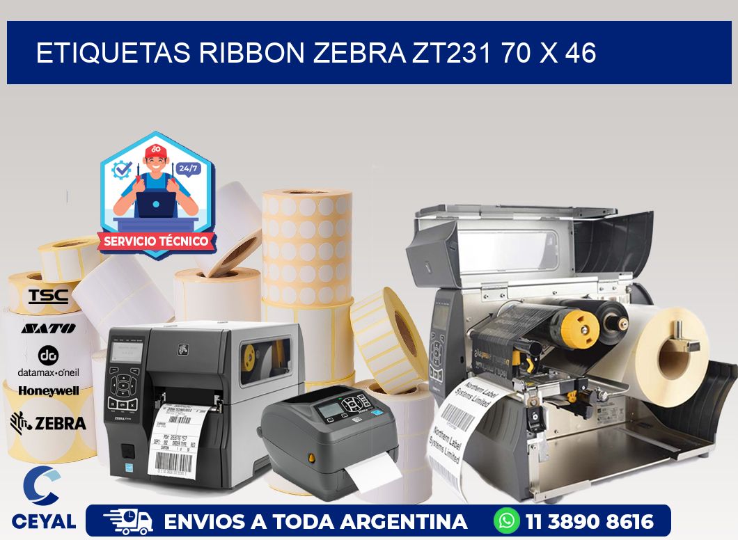 ETIQUETAS RIBBON Zebra ZT231 70 x 46