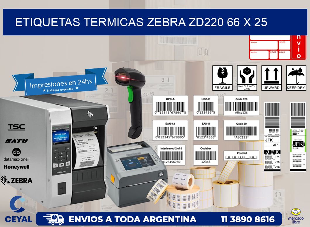 ETIQUETAS TERMICAS ZEBRA ZD220 66 x 25
