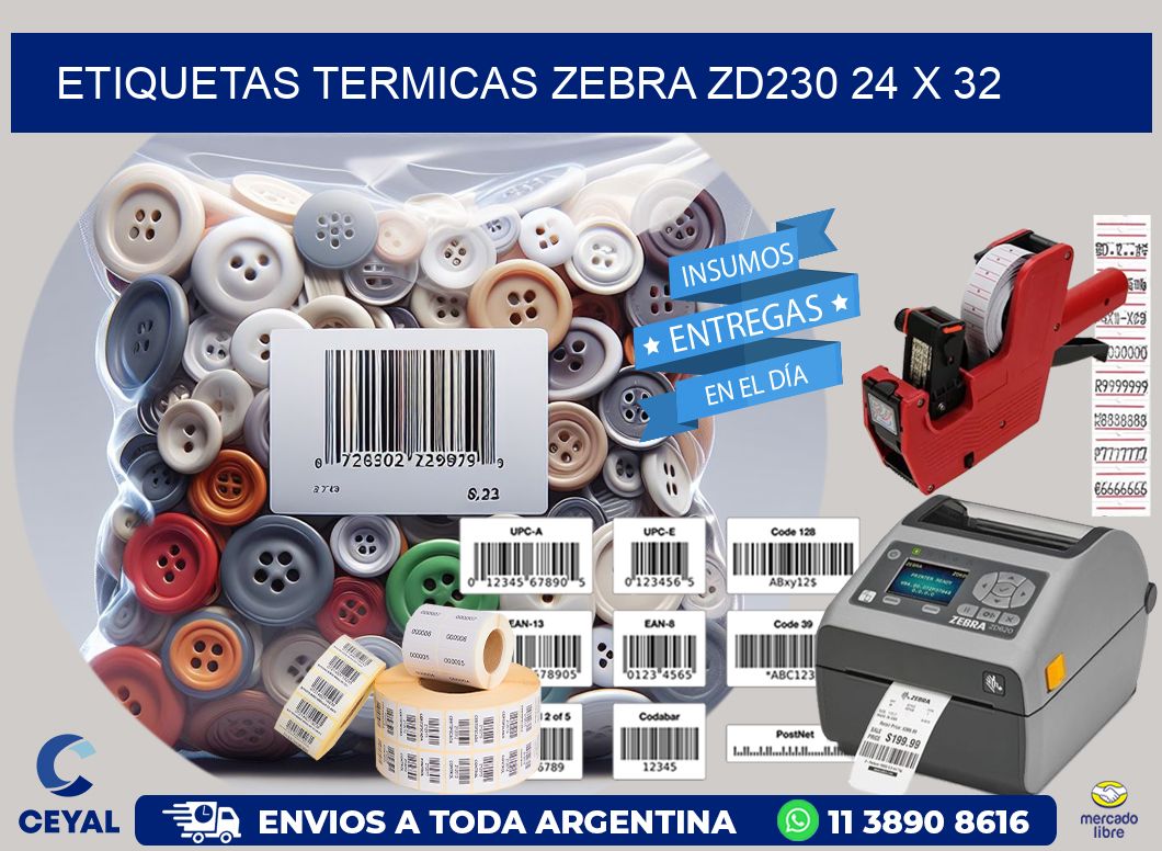 ETIQUETAS TERMICAS ZEBRA ZD230 24 x 32