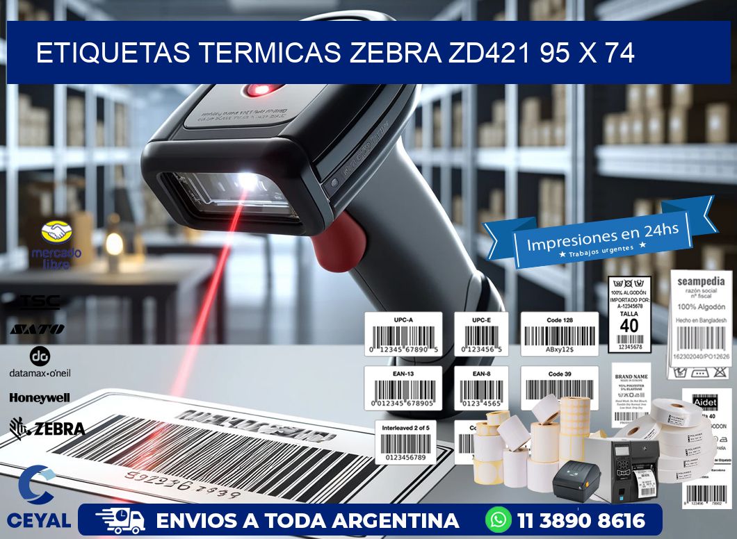 ETIQUETAS TERMICAS ZEBRA ZD421 95 x 74