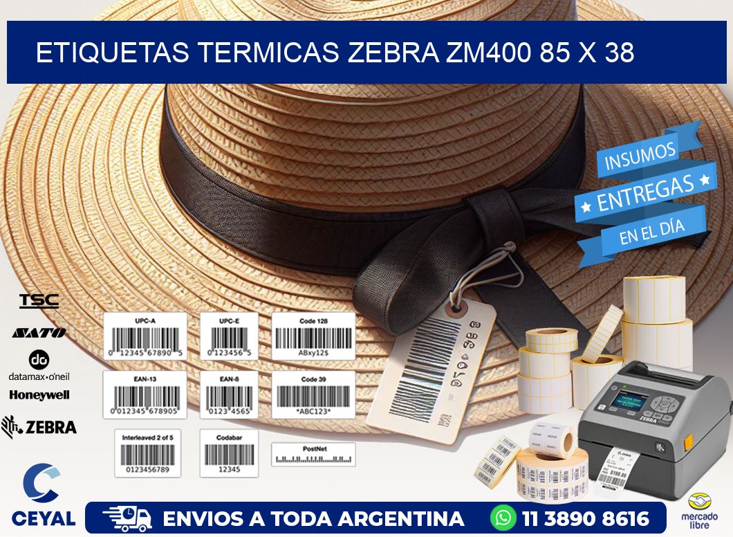 ETIQUETAS TERMICAS ZEBRA ZM400 85 x 38