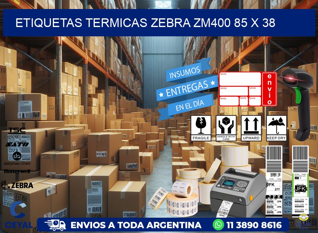 ETIQUETAS TERMICAS ZEBRA ZM400 85 x 38