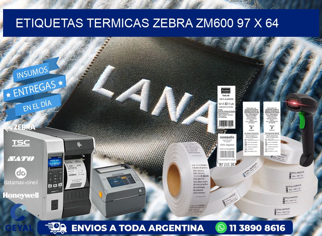 ETIQUETAS TERMICAS ZEBRA ZM600 97 x 64