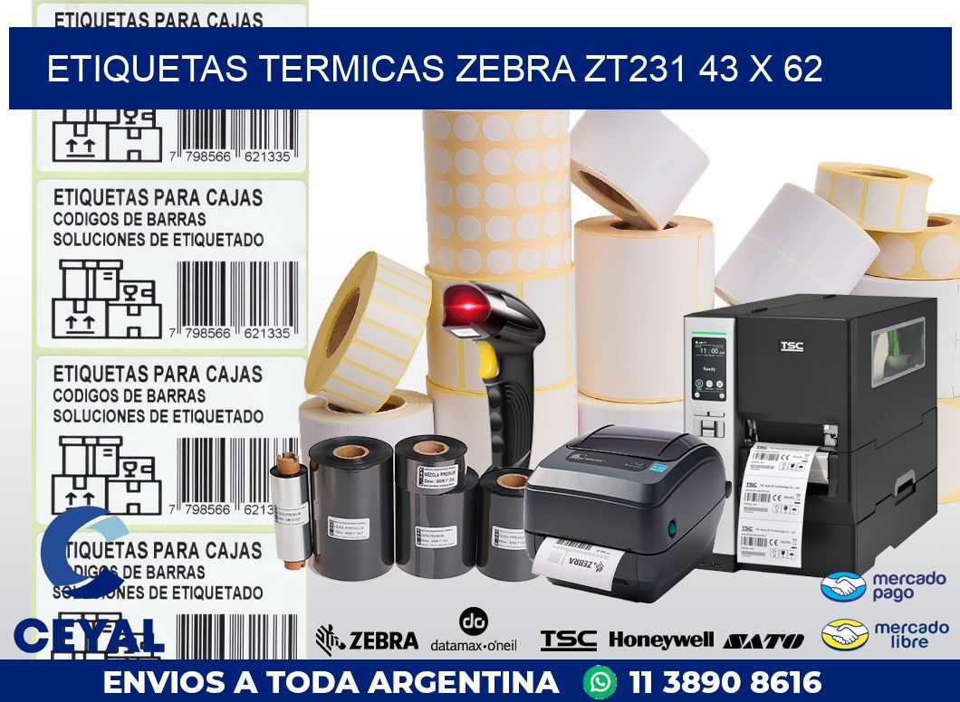 ETIQUETAS TERMICAS ZEBRA ZT231 43 x 62
