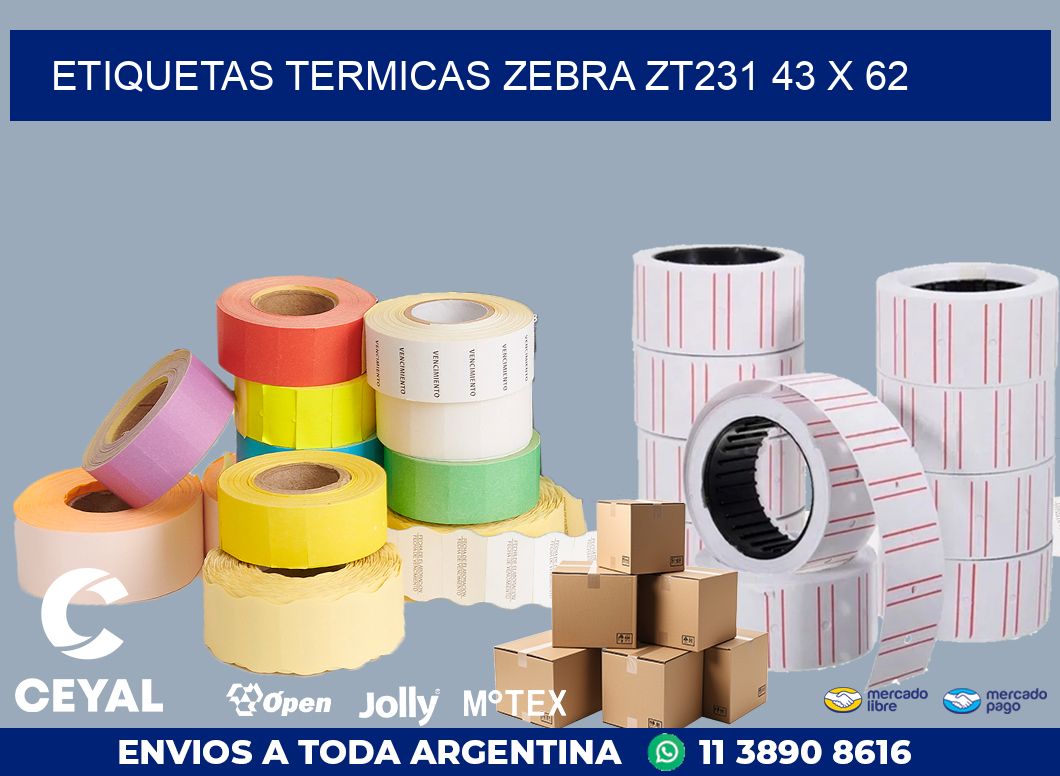 ETIQUETAS TERMICAS ZEBRA ZT231 43 x 62