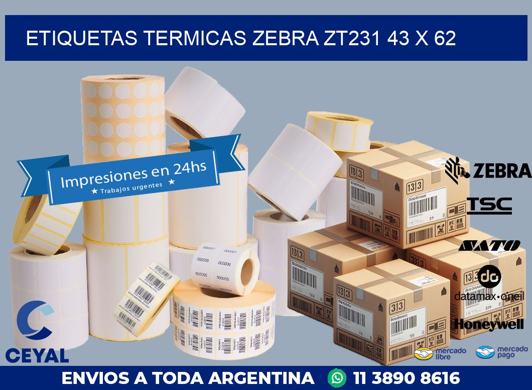ETIQUETAS TERMICAS ZEBRA ZT231 43 x 62