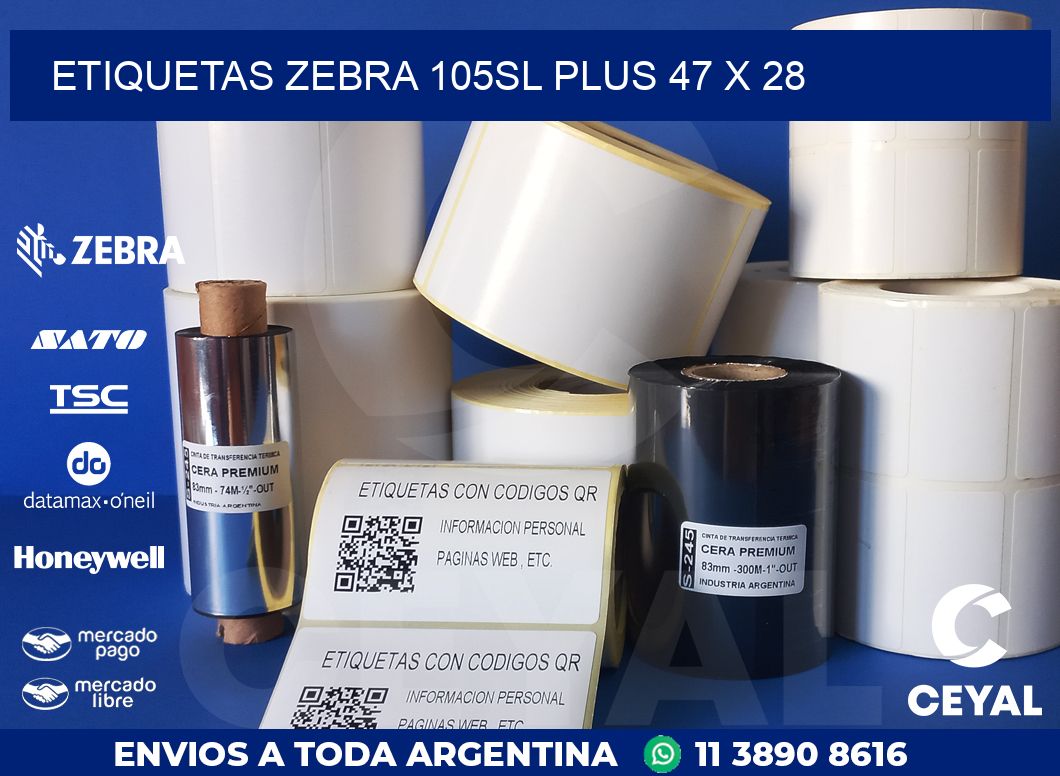 ETIQUETAS Zebra 105SL Plus 47 x 28
