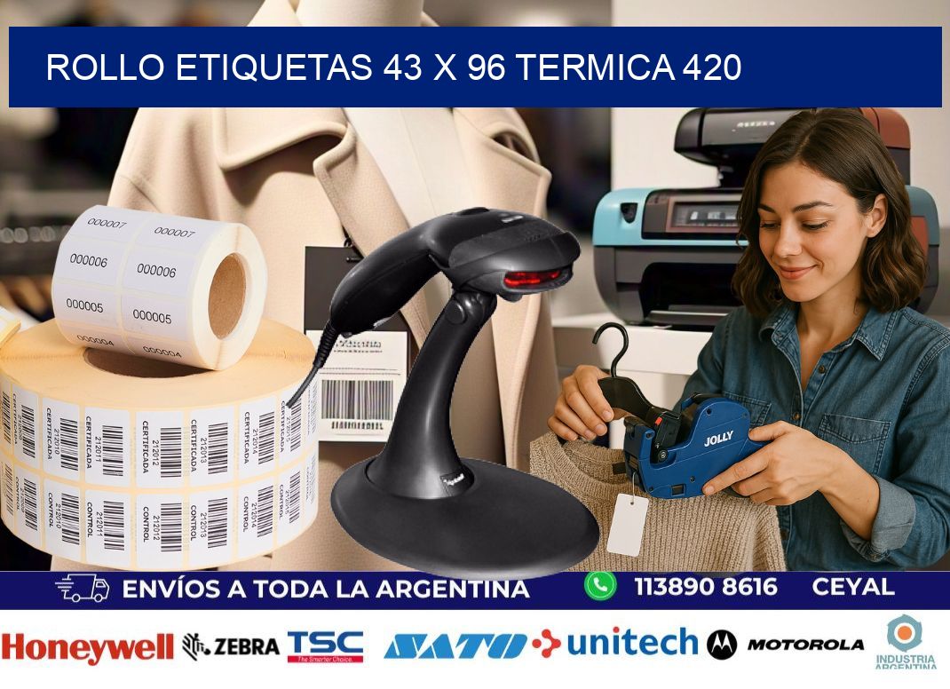 Rollo etiquetas 43 x 96 termica 420