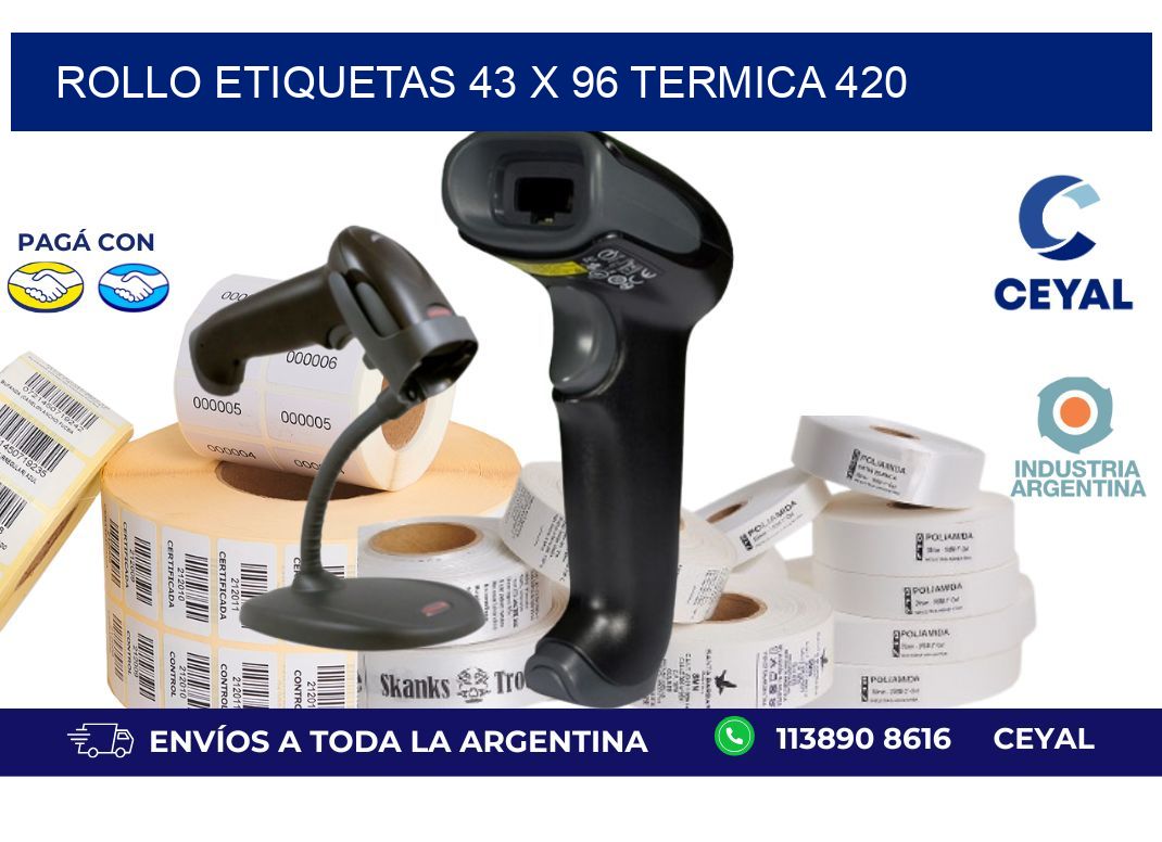 Rollo etiquetas 43 x 96 termica 420