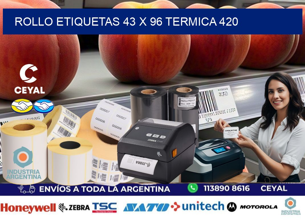 Rollo etiquetas 43 x 96 termica 420