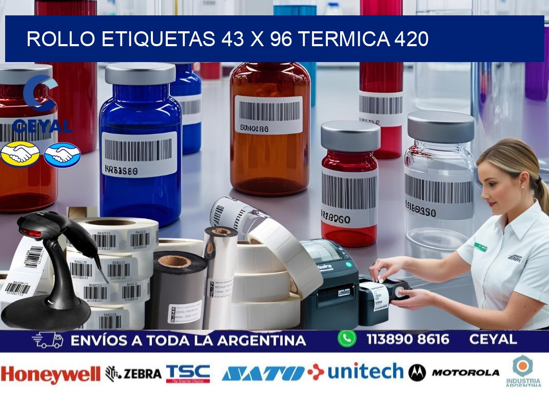 Rollo etiquetas 43 x 96 termica 420