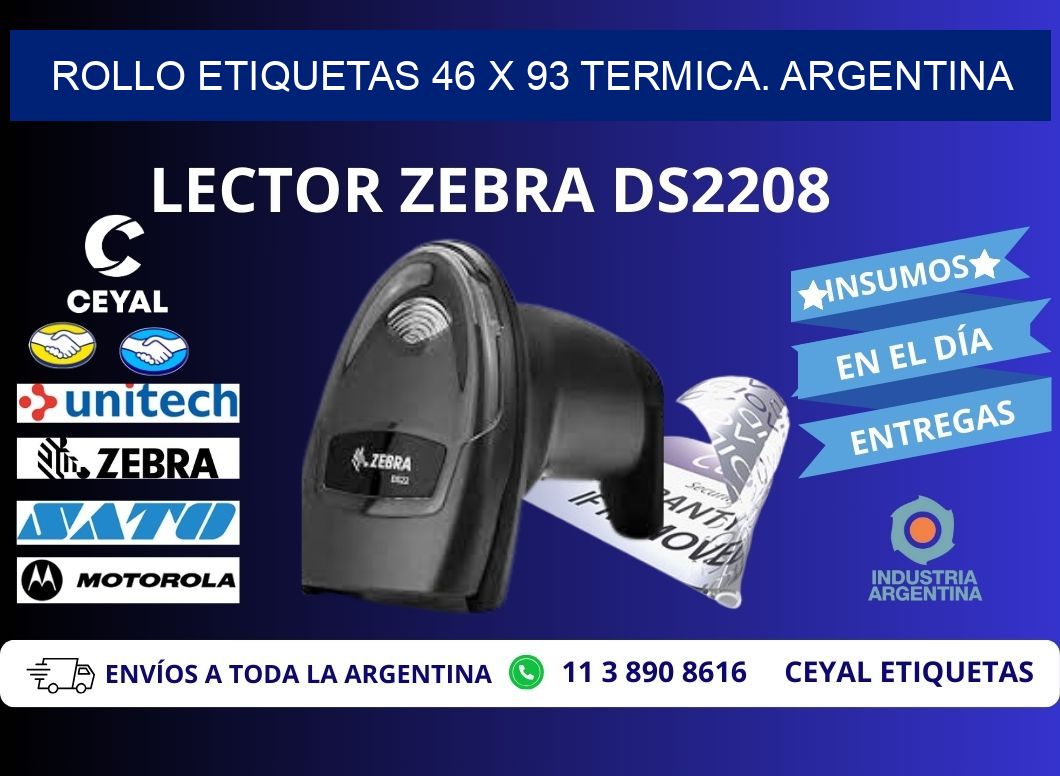 Rollo etiquetas 46 x 93 termica. Argentina