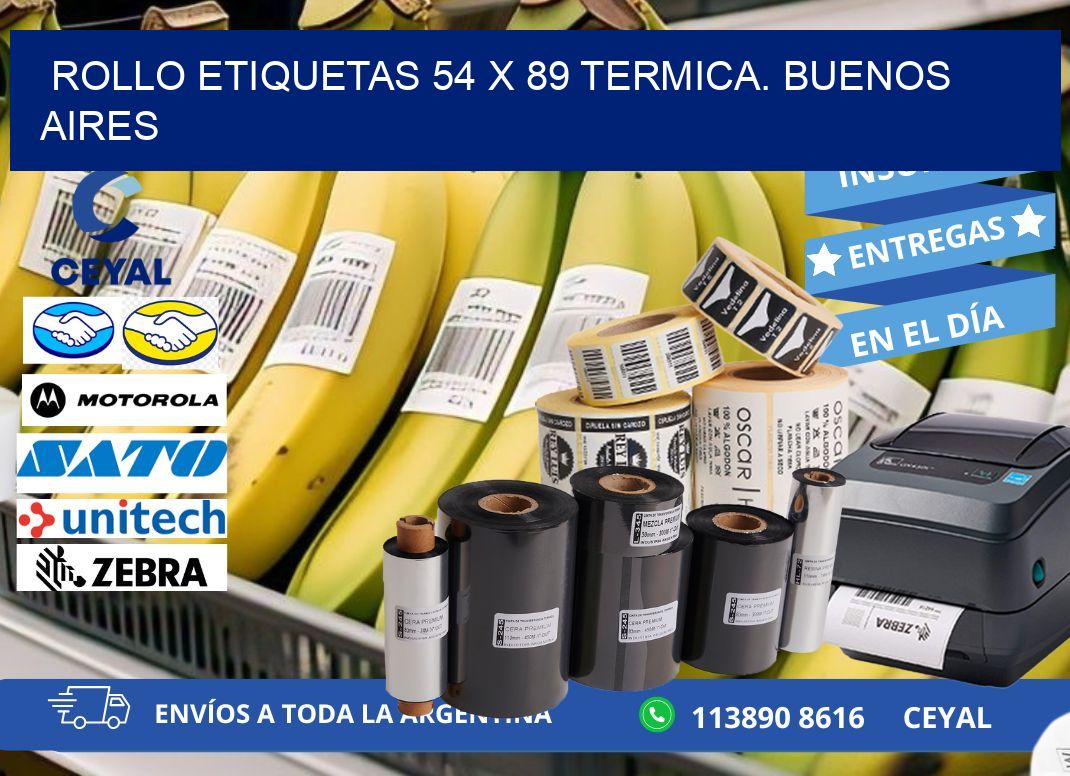 Rollo etiquetas 54 x 89 termica. Buenos Aires