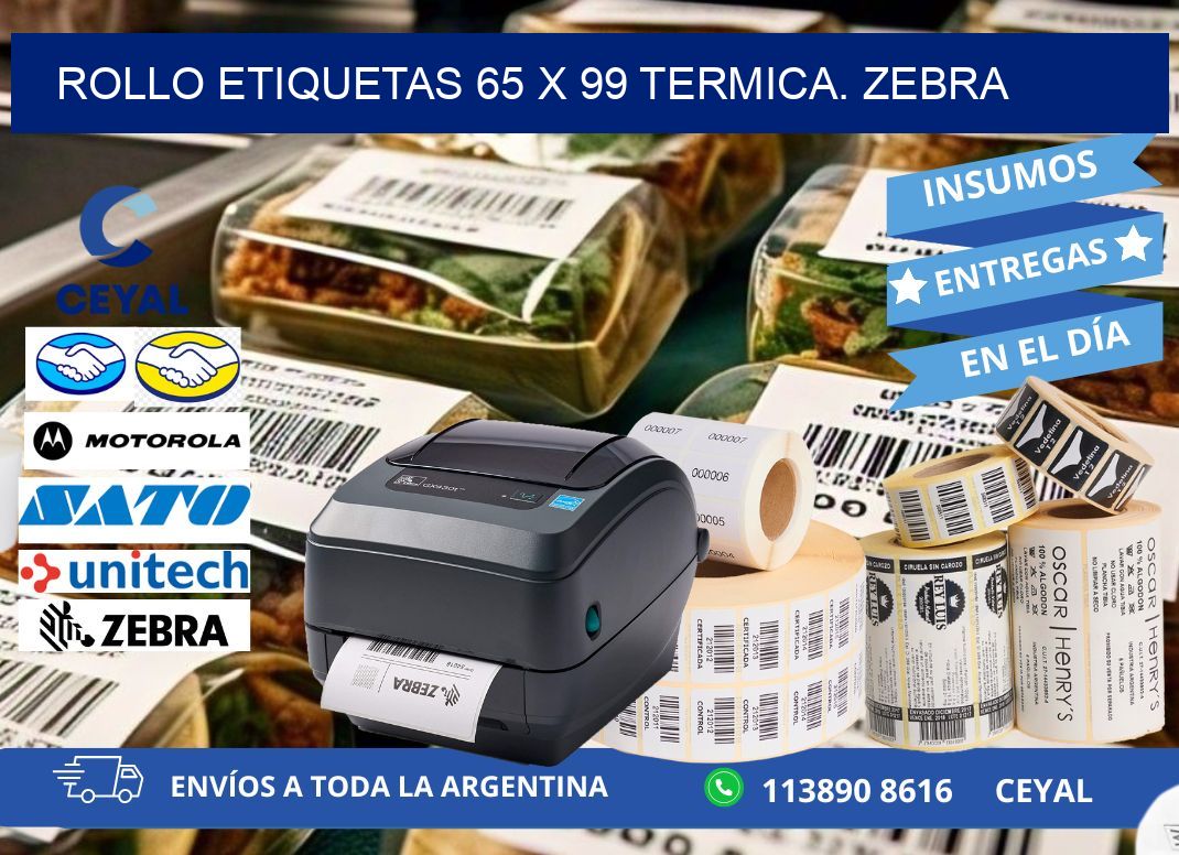 Rollo etiquetas 65 x 99 termica. zebra