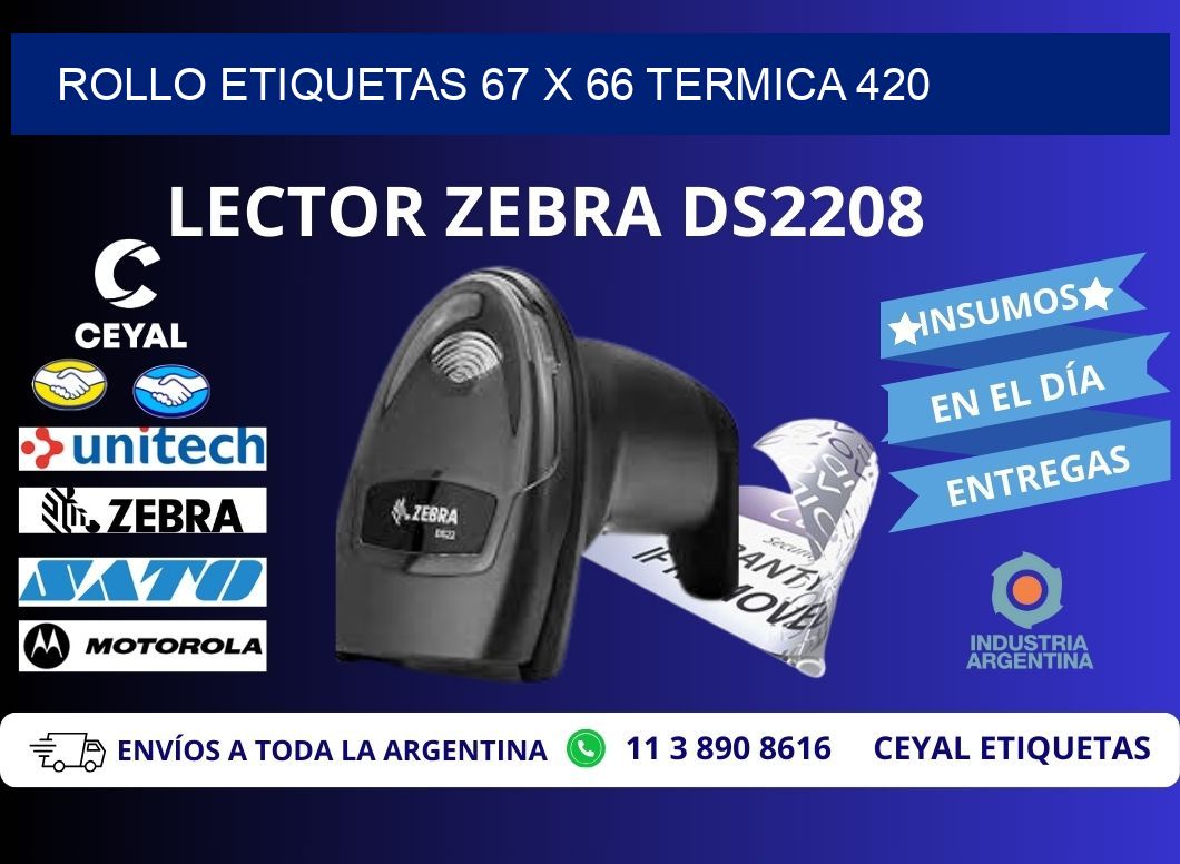 Rollo etiquetas 67 x 66 termica 420