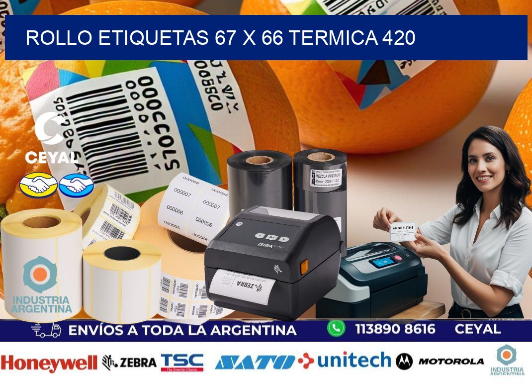 Rollo etiquetas 67 x 66 termica 420