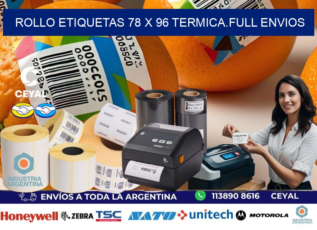 Rollo etiquetas 78 x 96 termica.full envios