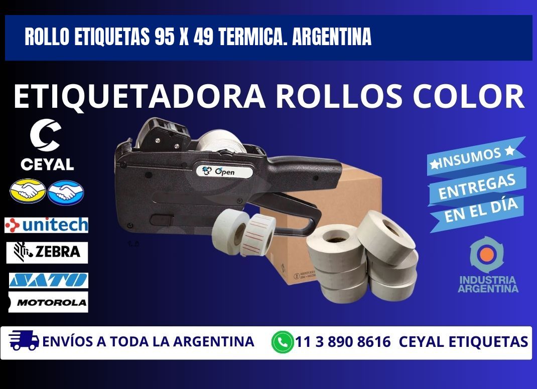 Rollo etiquetas 95 x 49 termica. Argentina