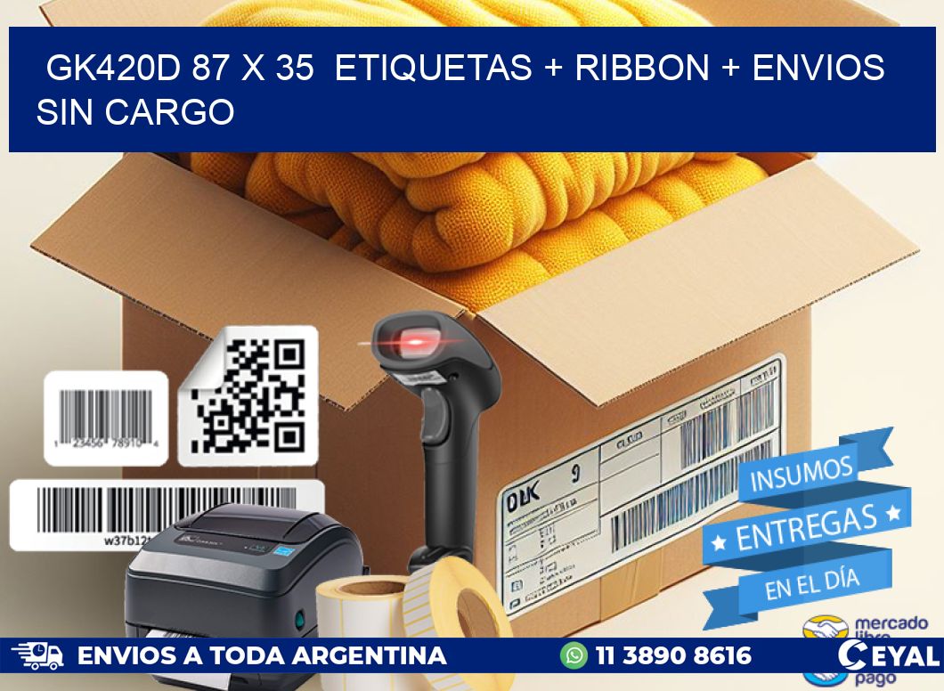 GK420D 87 x 35 etiquetas + ribbon + envios sin cargo