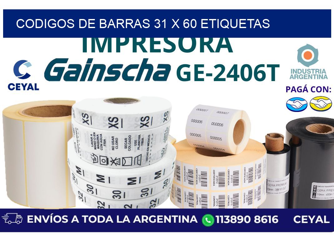 codigos de barras 31 x 60 etiquetas
