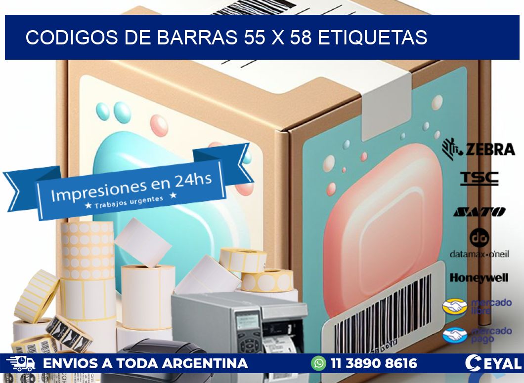 codigos de barras 55 x 58 etiquetas