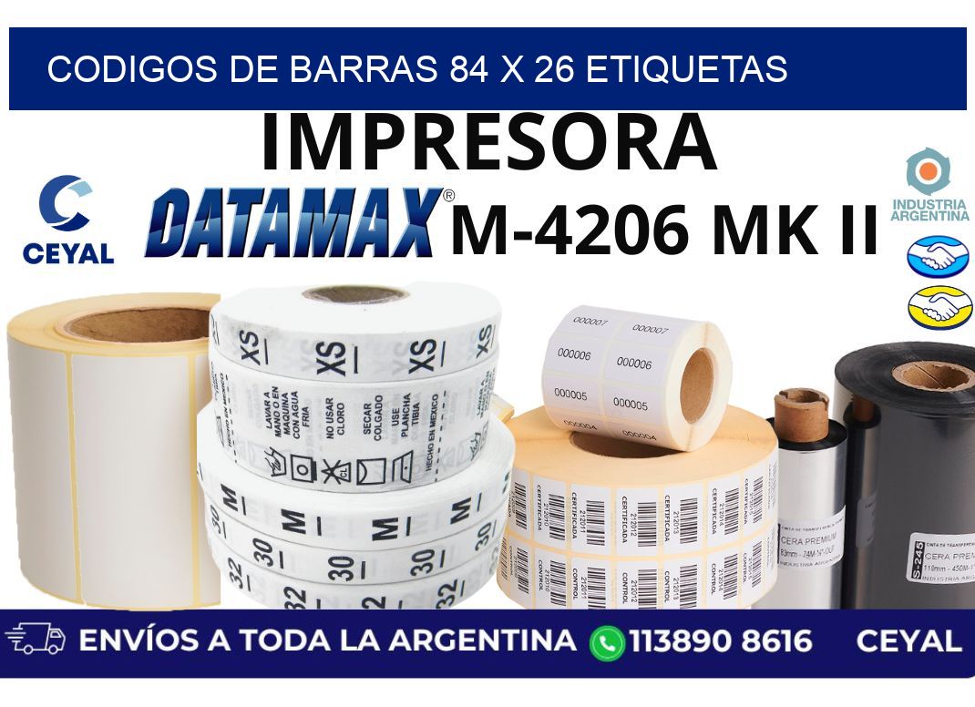 codigos de barras 84 x 26 etiquetas