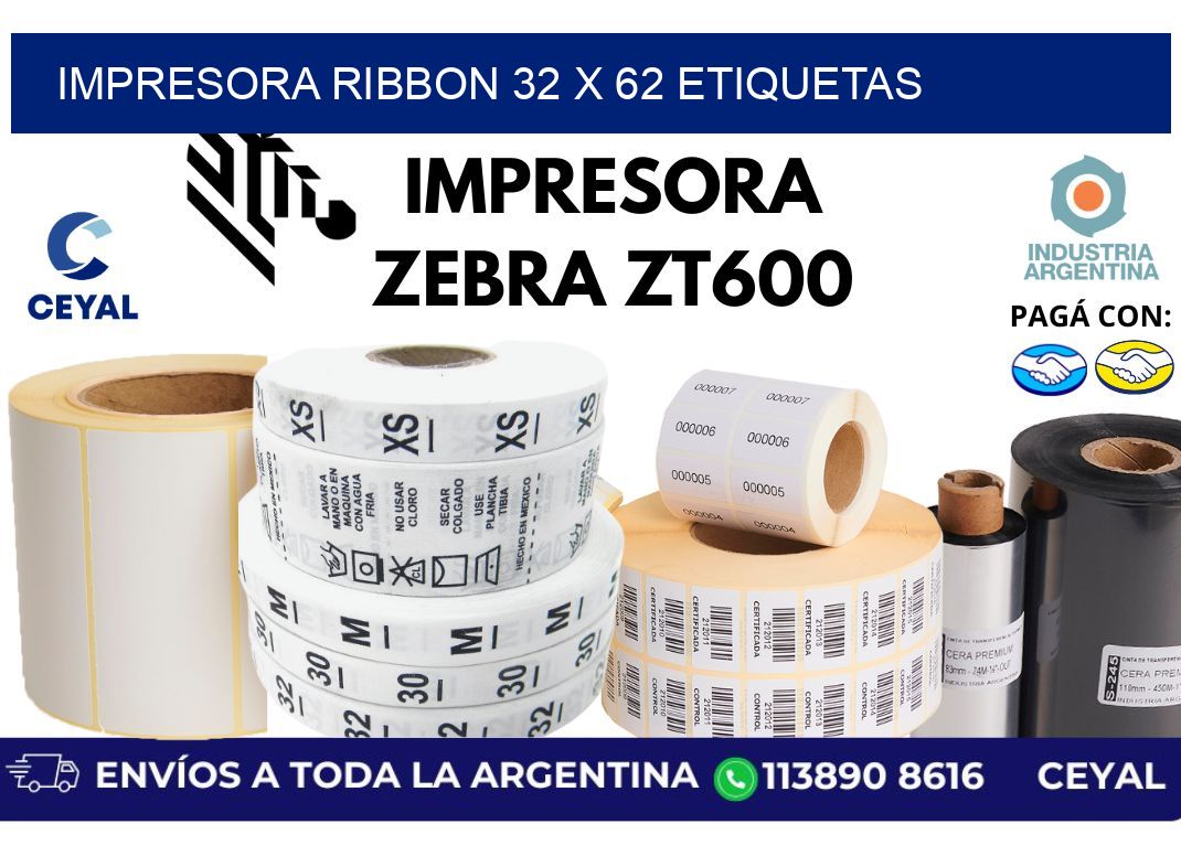 impresora ribbon 32 x 62 etiquetas