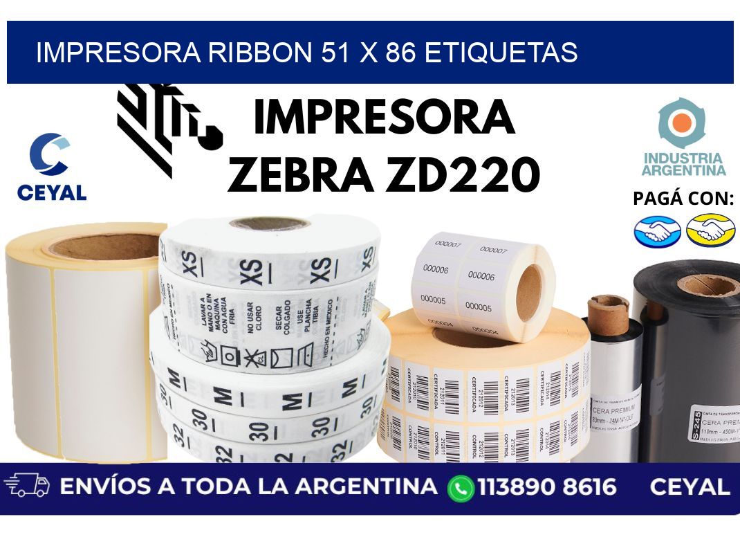 impresora ribbon 51 x 86 etiquetas