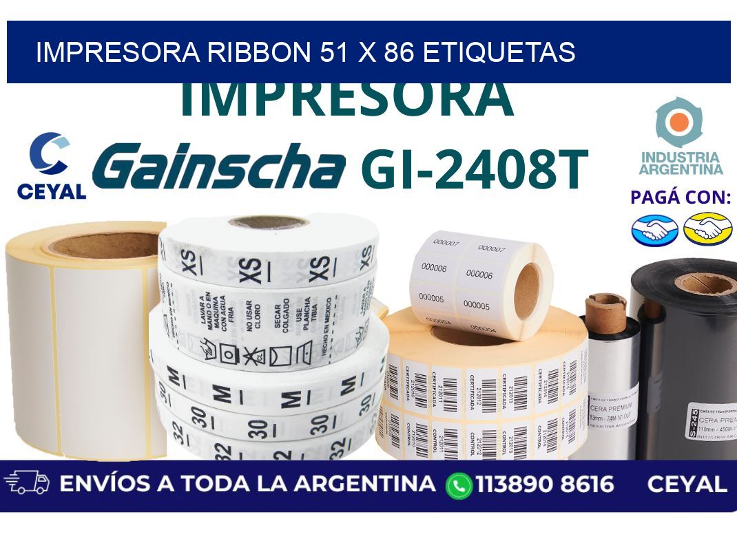 impresora ribbon 51 x 86 etiquetas