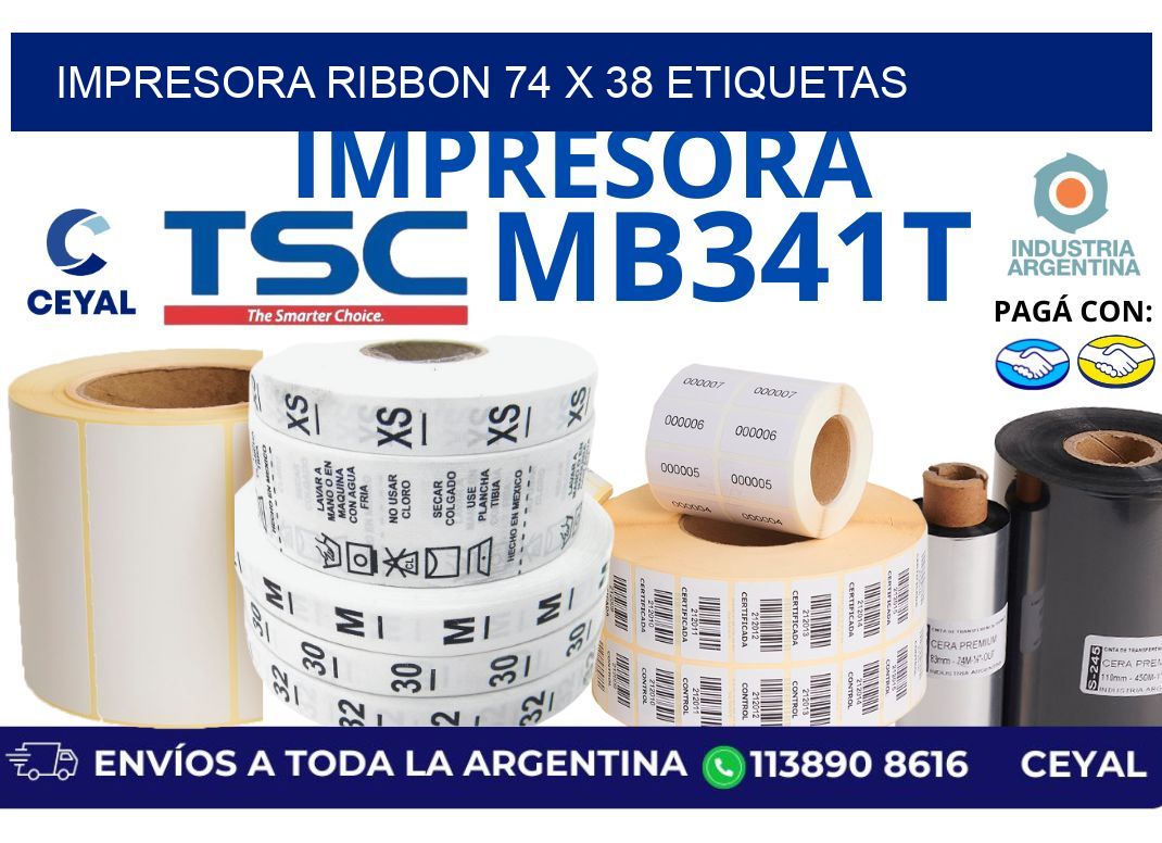 impresora ribbon 74 x 38 etiquetas