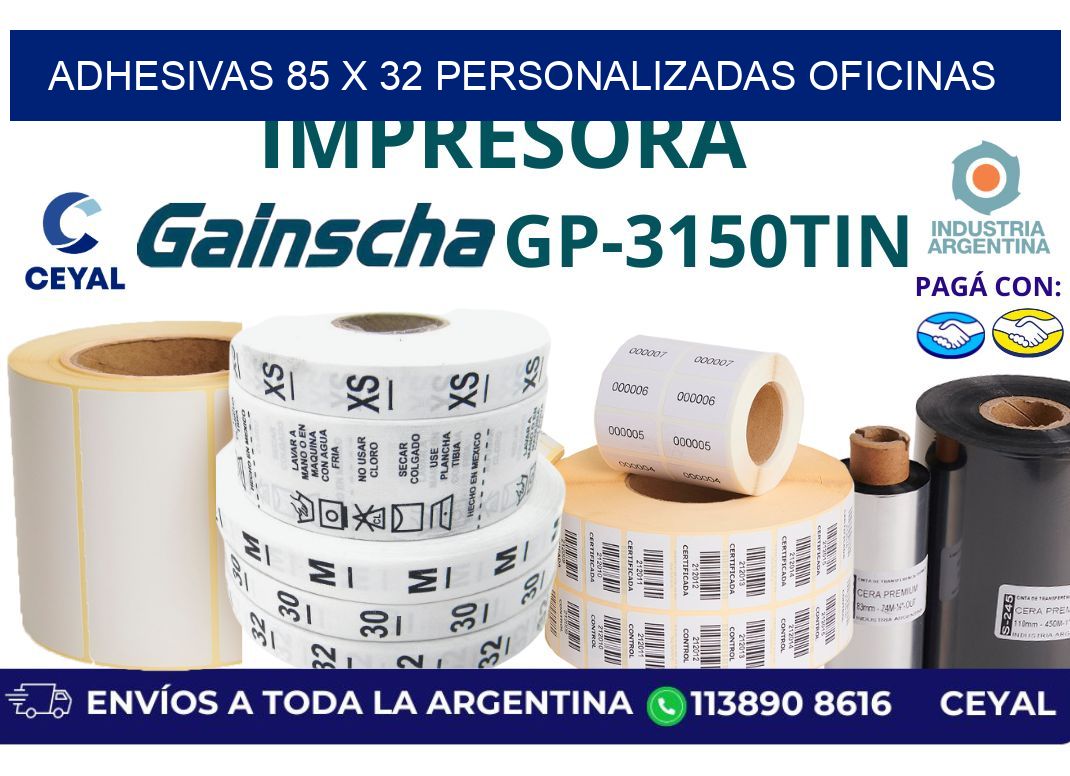 adhesivas 85 x 32 personalizadas oficinas