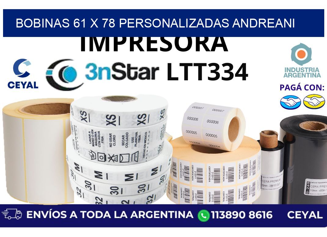 bobinas 61 x 78 personalizadas andreani