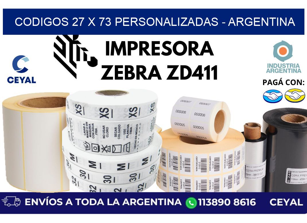 codigos 27 x 73 personalizadas - Argentina