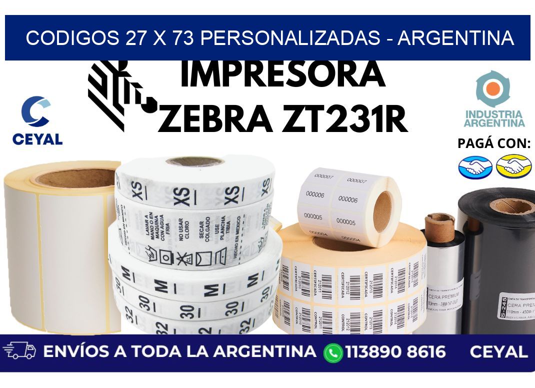 codigos 27 x 73 personalizadas – Argentina