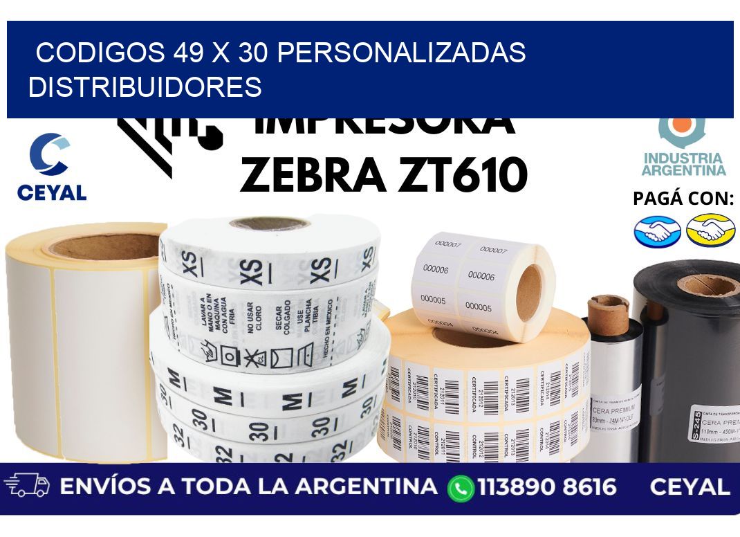 codigos 49 x 30 personalizadas distribuidores