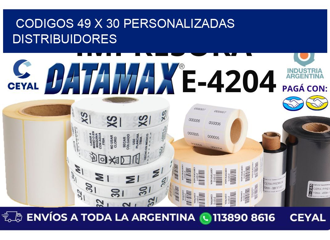 codigos 49 x 30 personalizadas distribuidores