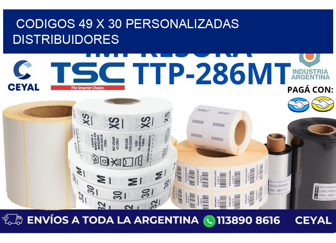 codigos 49 x 30 personalizadas distribuidores