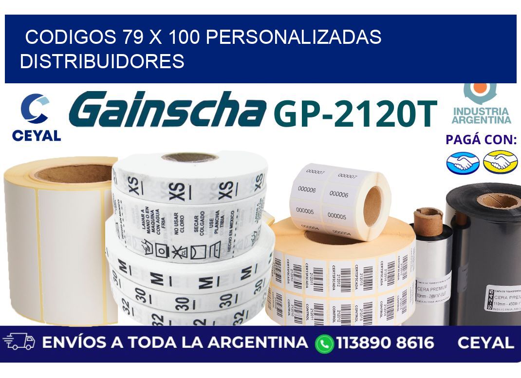 codigos 79 x 100 personalizadas distribuidores