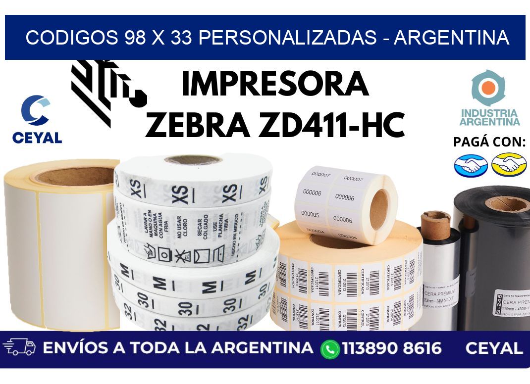codigos 98 x 33 personalizadas - Argentina