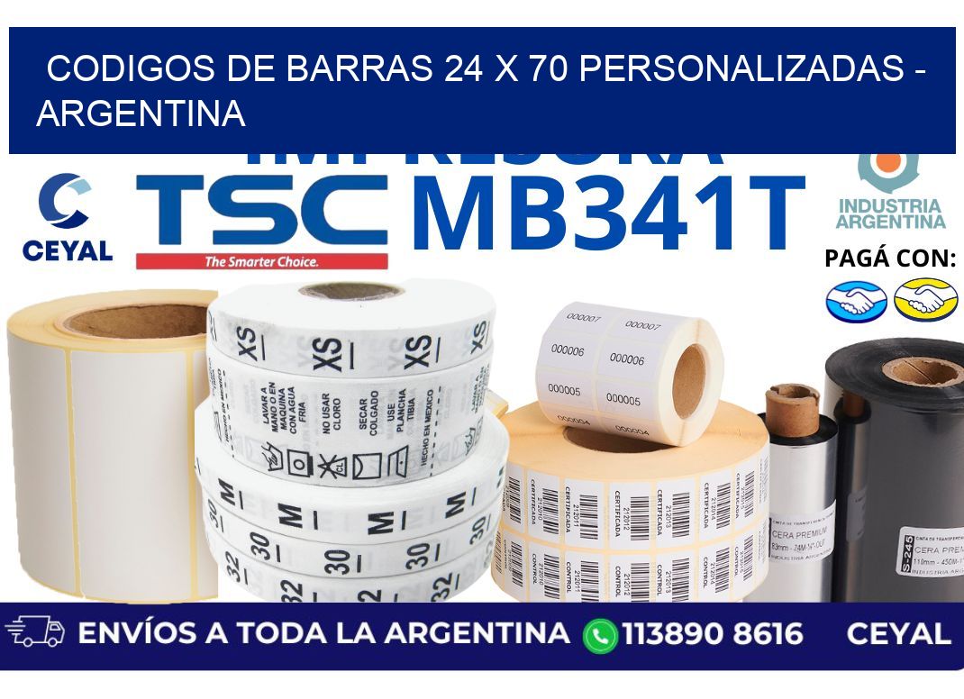 codigos de barras 24 x 70 personalizadas - Argentina
