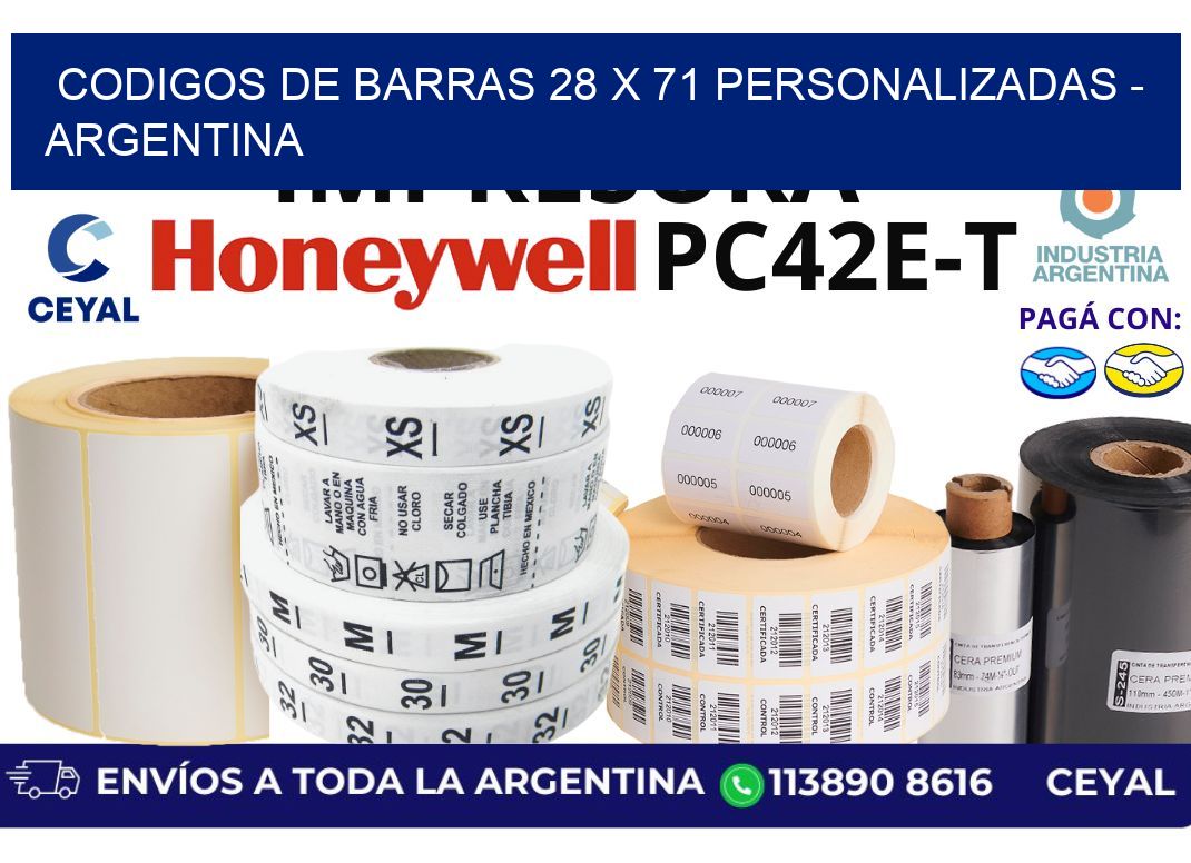 codigos de barras 28 x 71 personalizadas - Argentina