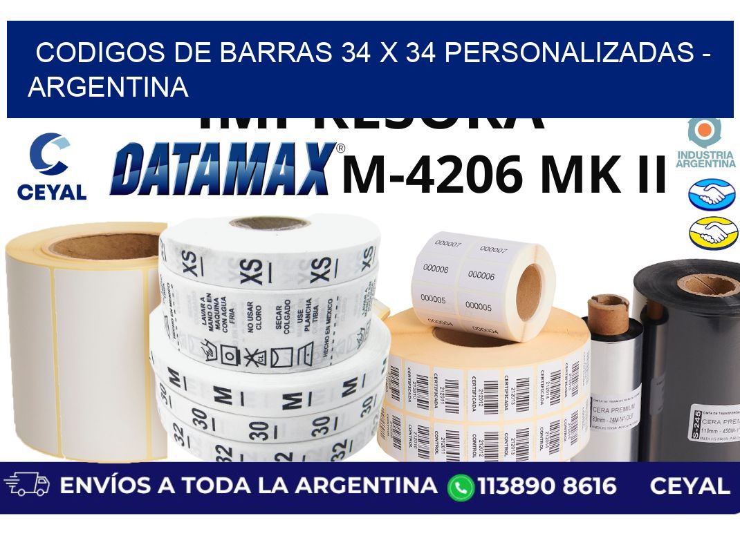 codigos de barras 34 x 34 personalizadas - Argentina
