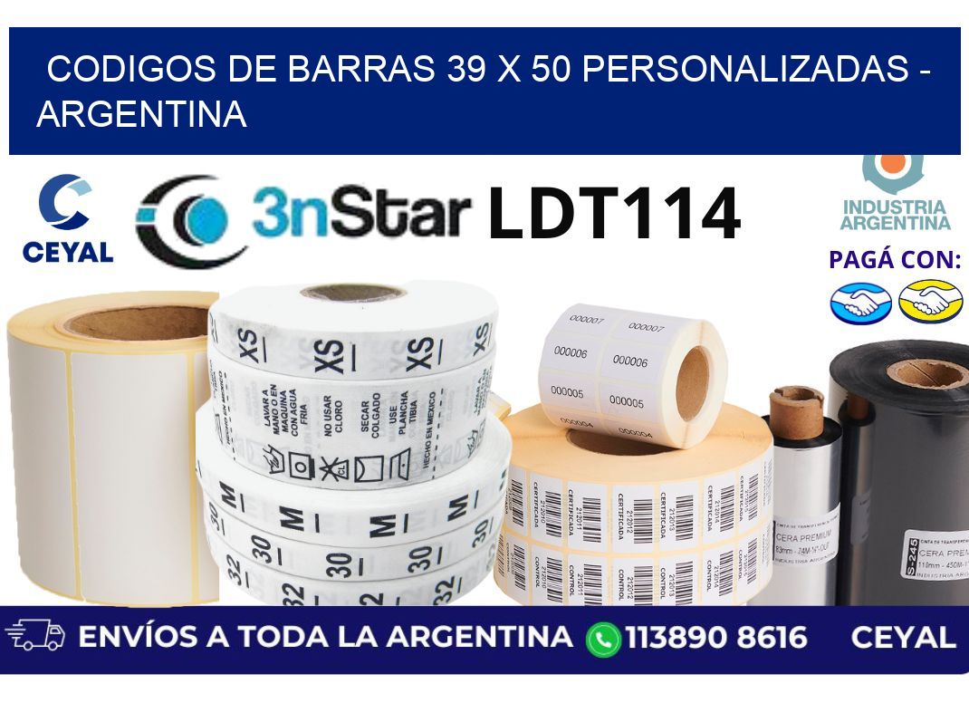 codigos de barras 39 x 50 personalizadas - Argentina