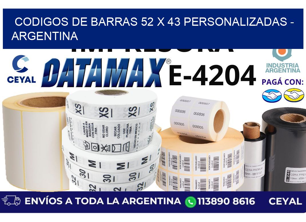 codigos de barras 52 x 43 personalizadas - Argentina