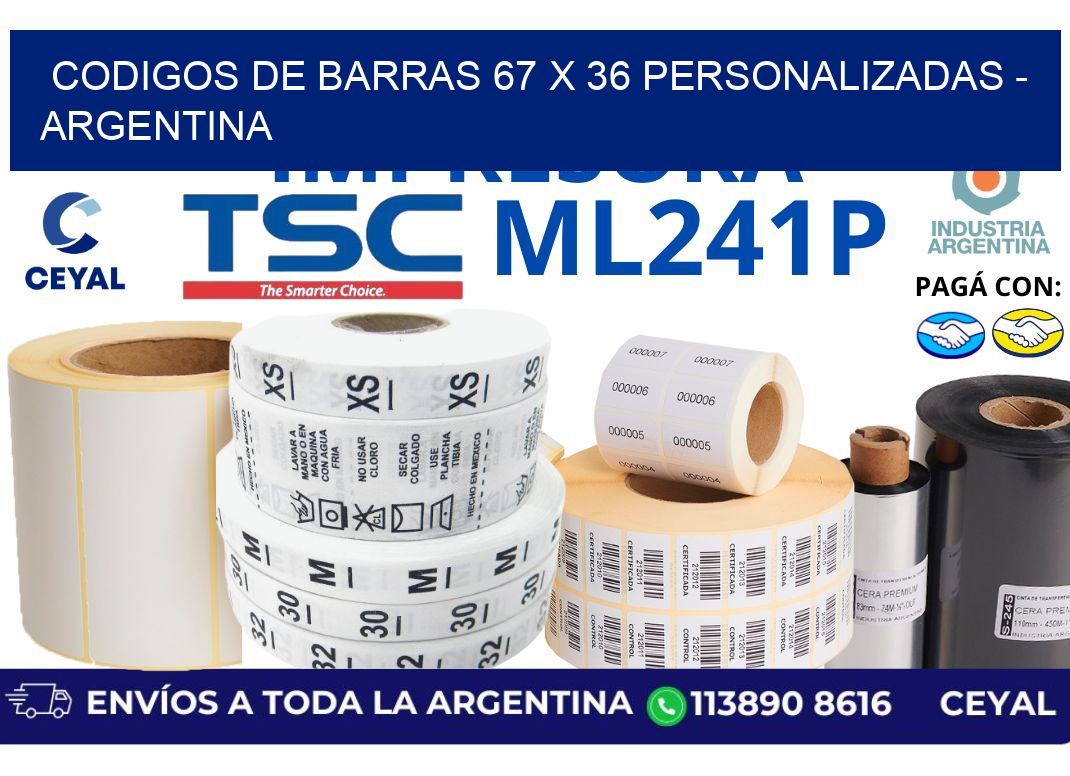 codigos de barras 67 x 36 personalizadas - Argentina